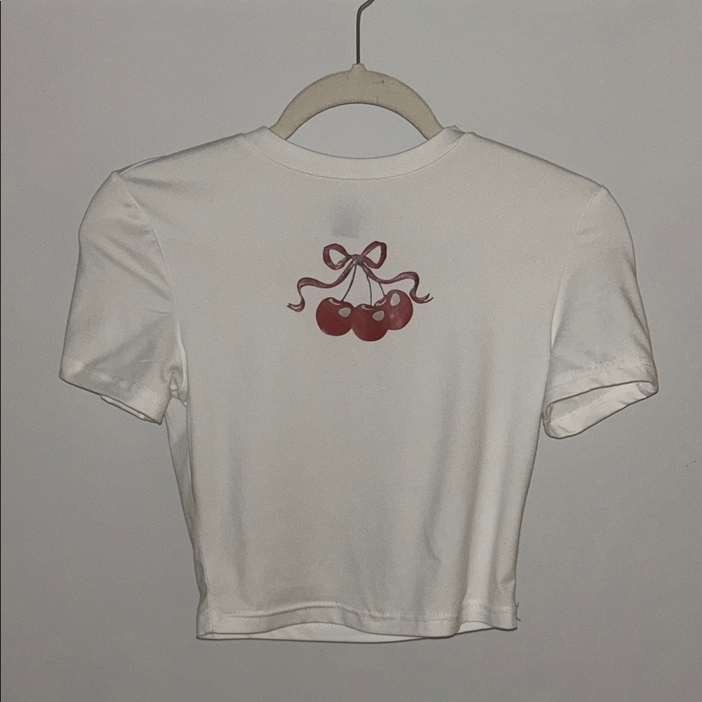 White Shirt with Cherry Design